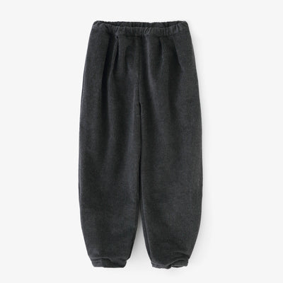 燈芯絨 畝 二褶 闊腿褲 蕾／灰墨色