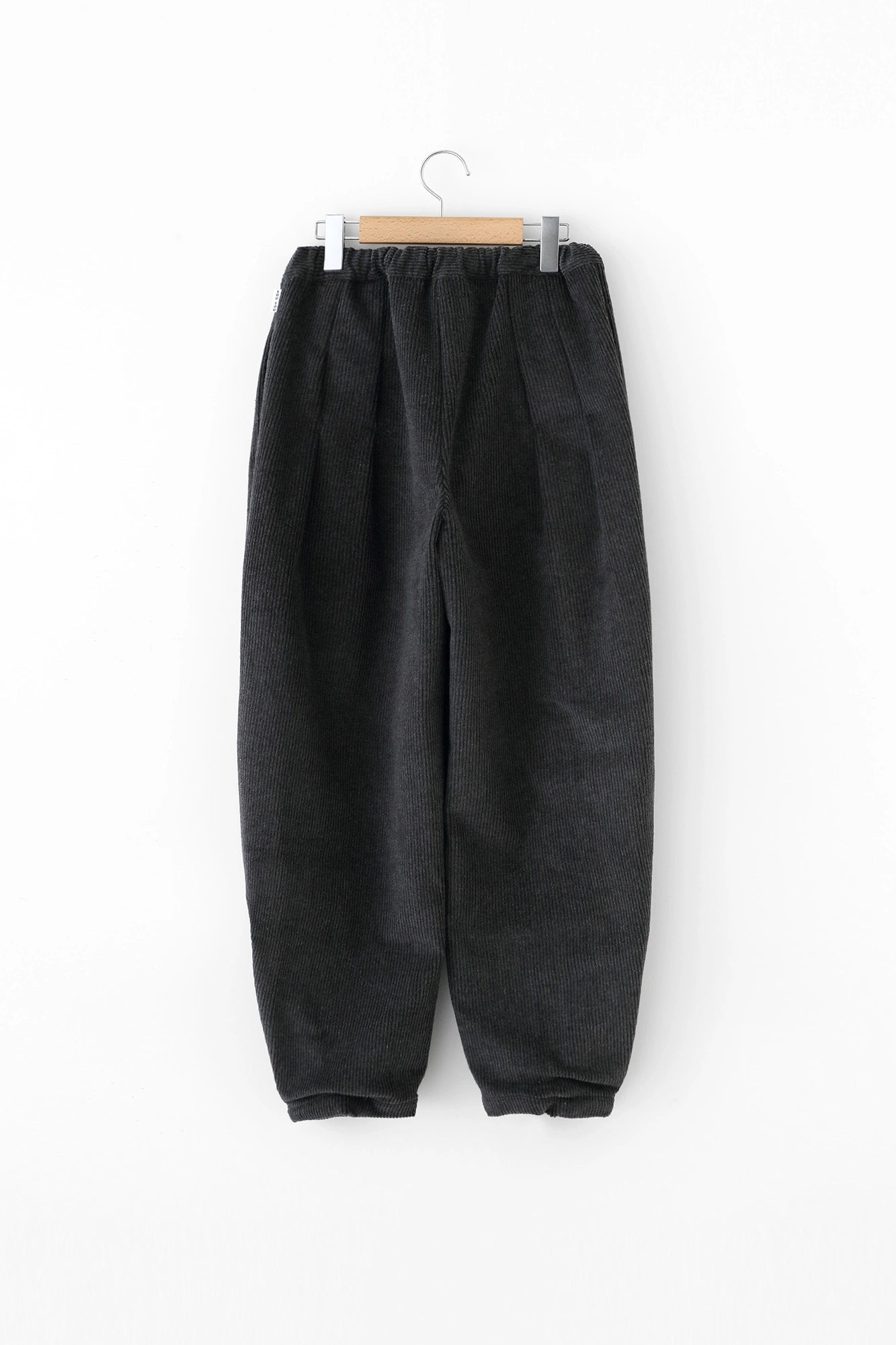 燈芯絨 畝 二褶 闊腿褲 蕾／灰墨色