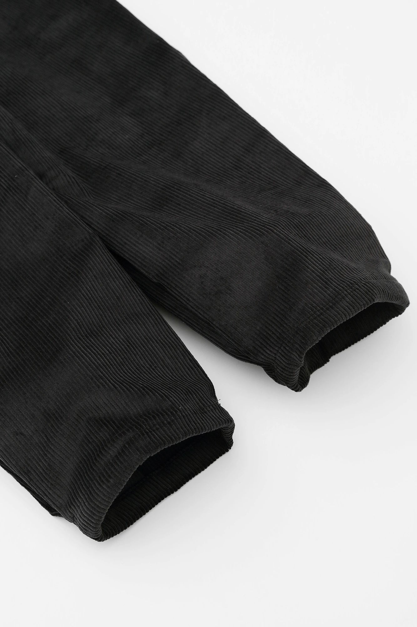 燈芯絨 畝 二褶 闊腿褲 蕾／黑色