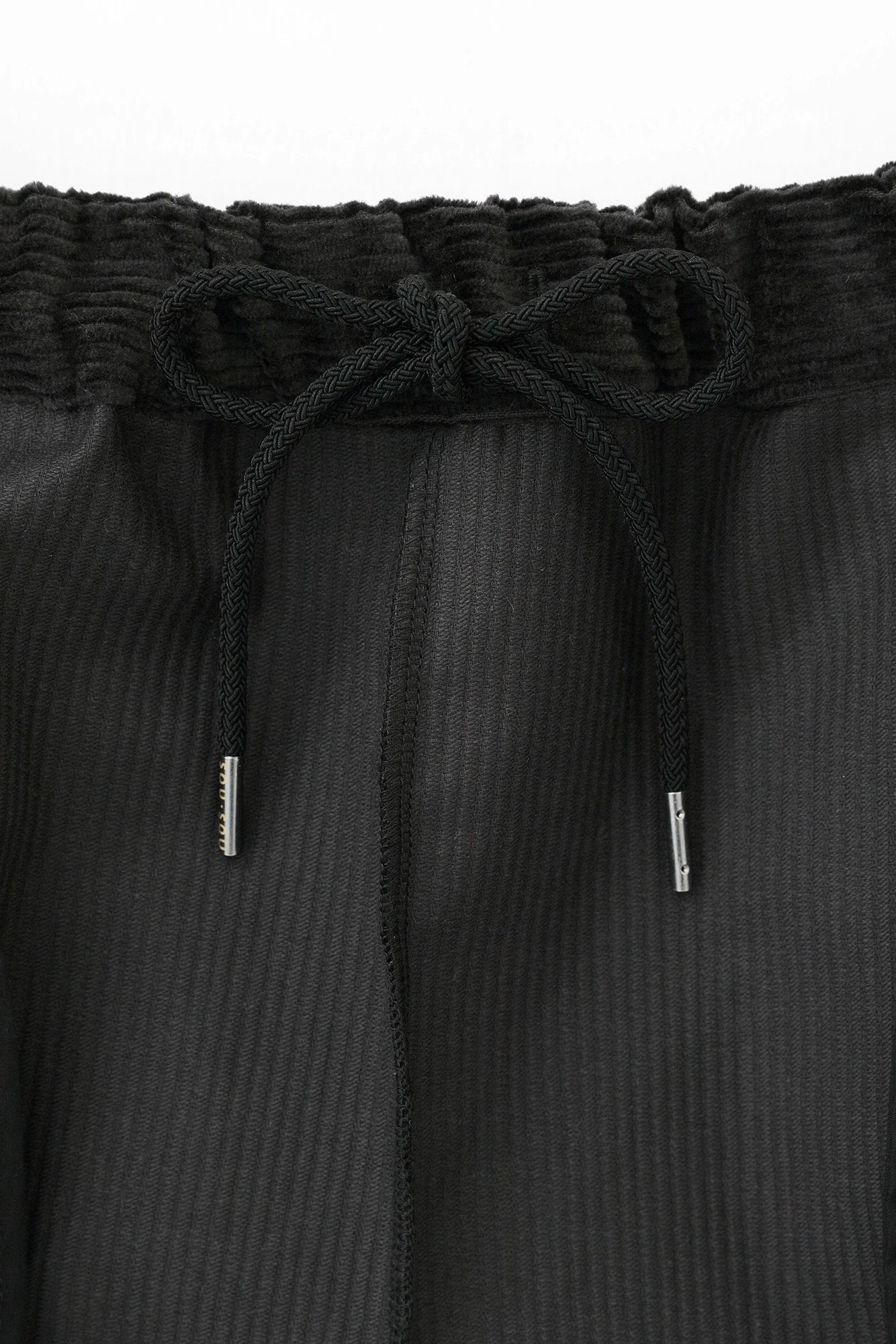 燈芯絨 畝 二褶 闊腿褲 蕾／黑色