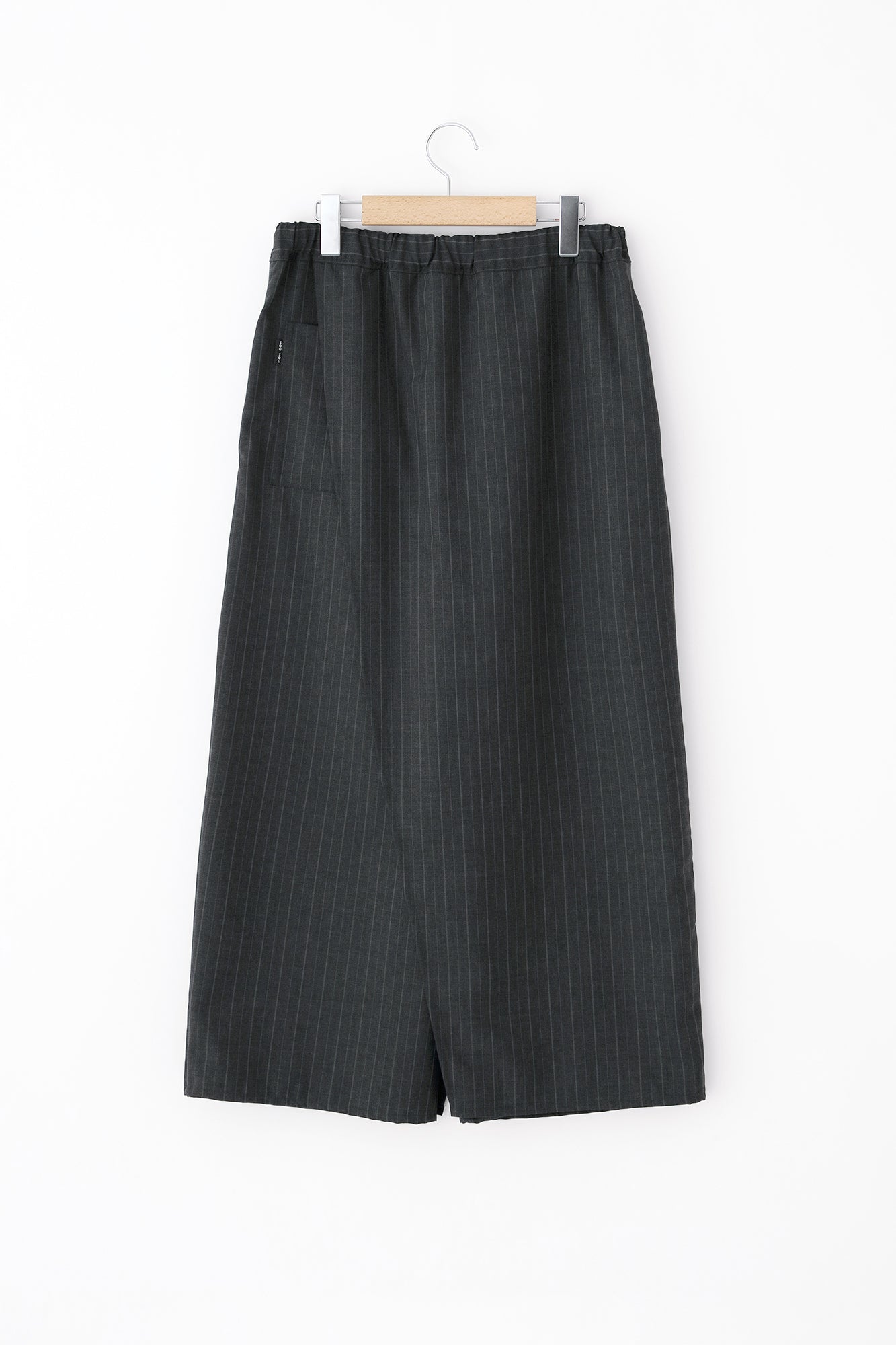 梳毛條紋 和服褲裝／濃灰