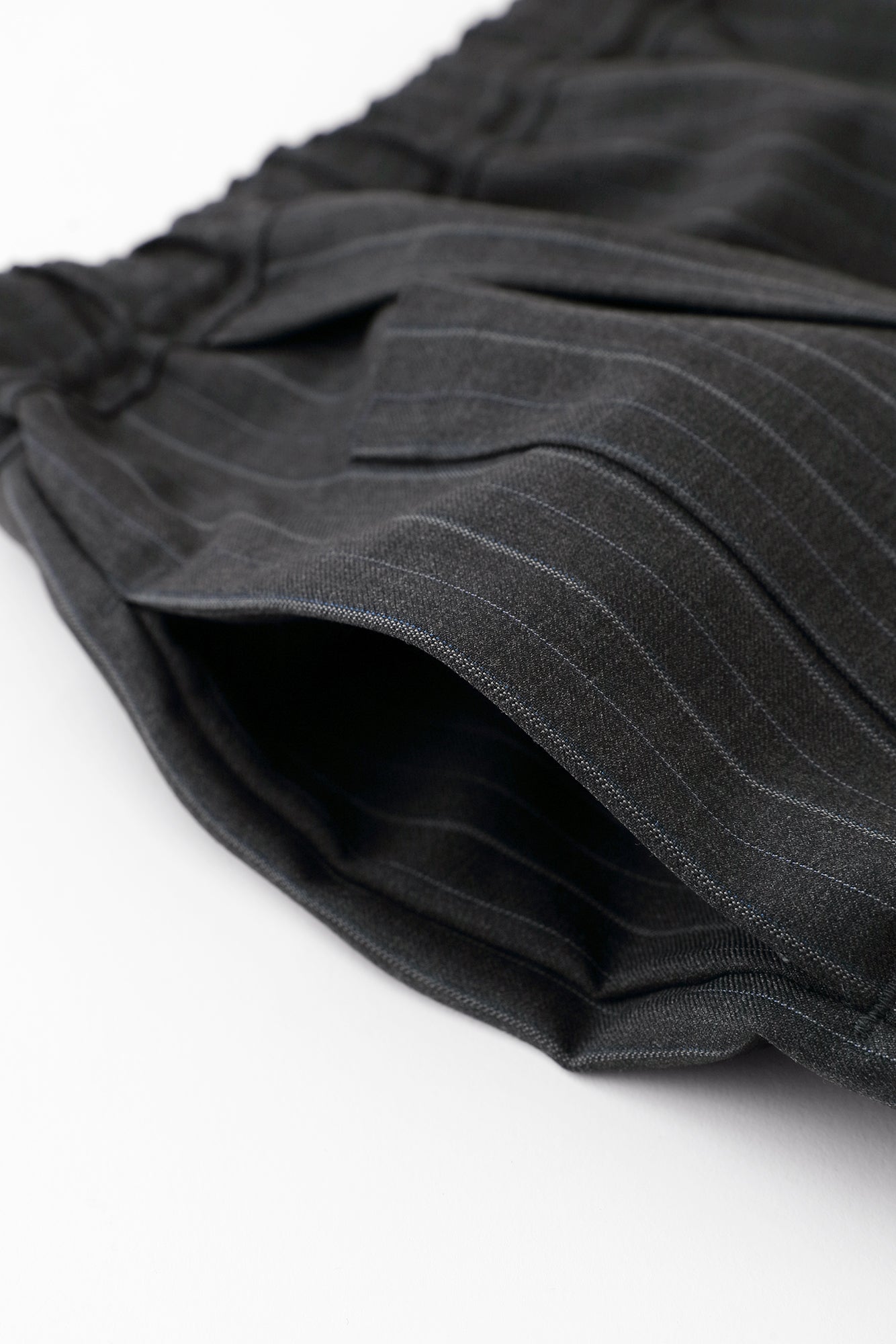 梳毛條紋 和服褲裝／濃灰