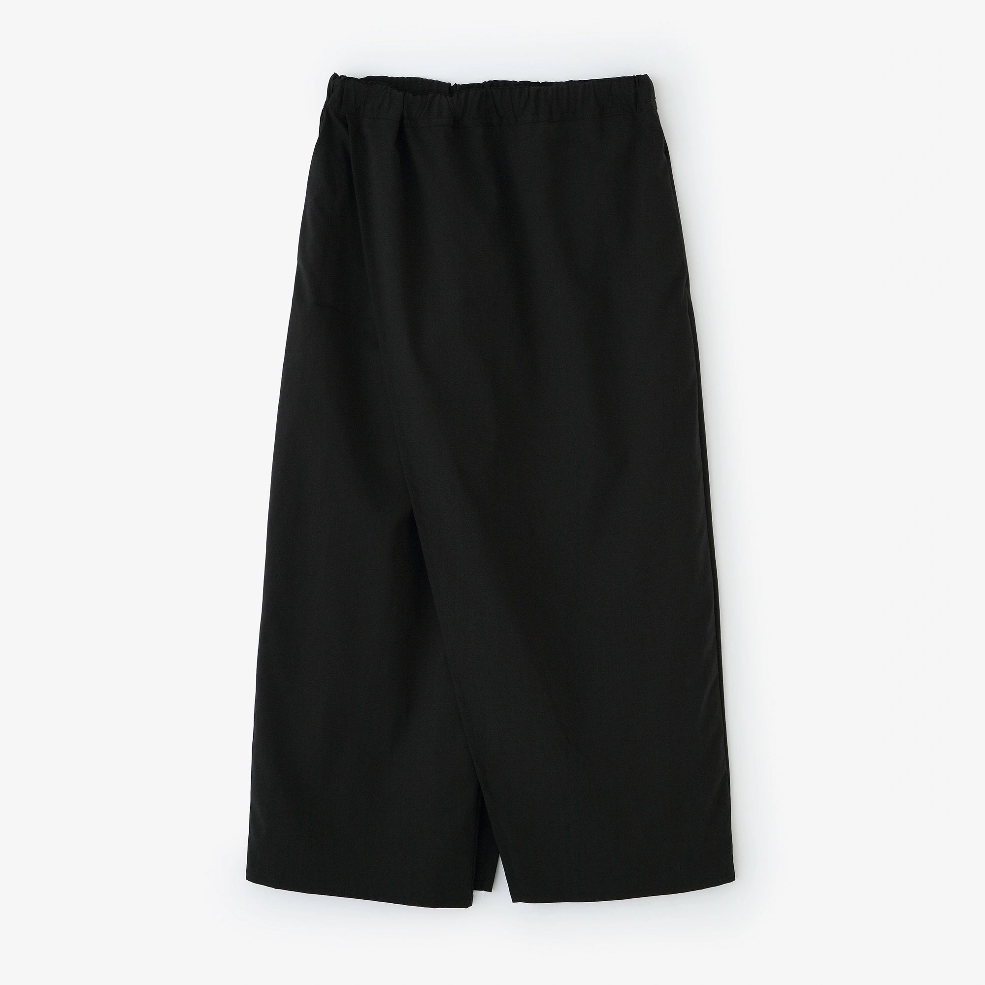 伸麻混纺和服裤装／黑色