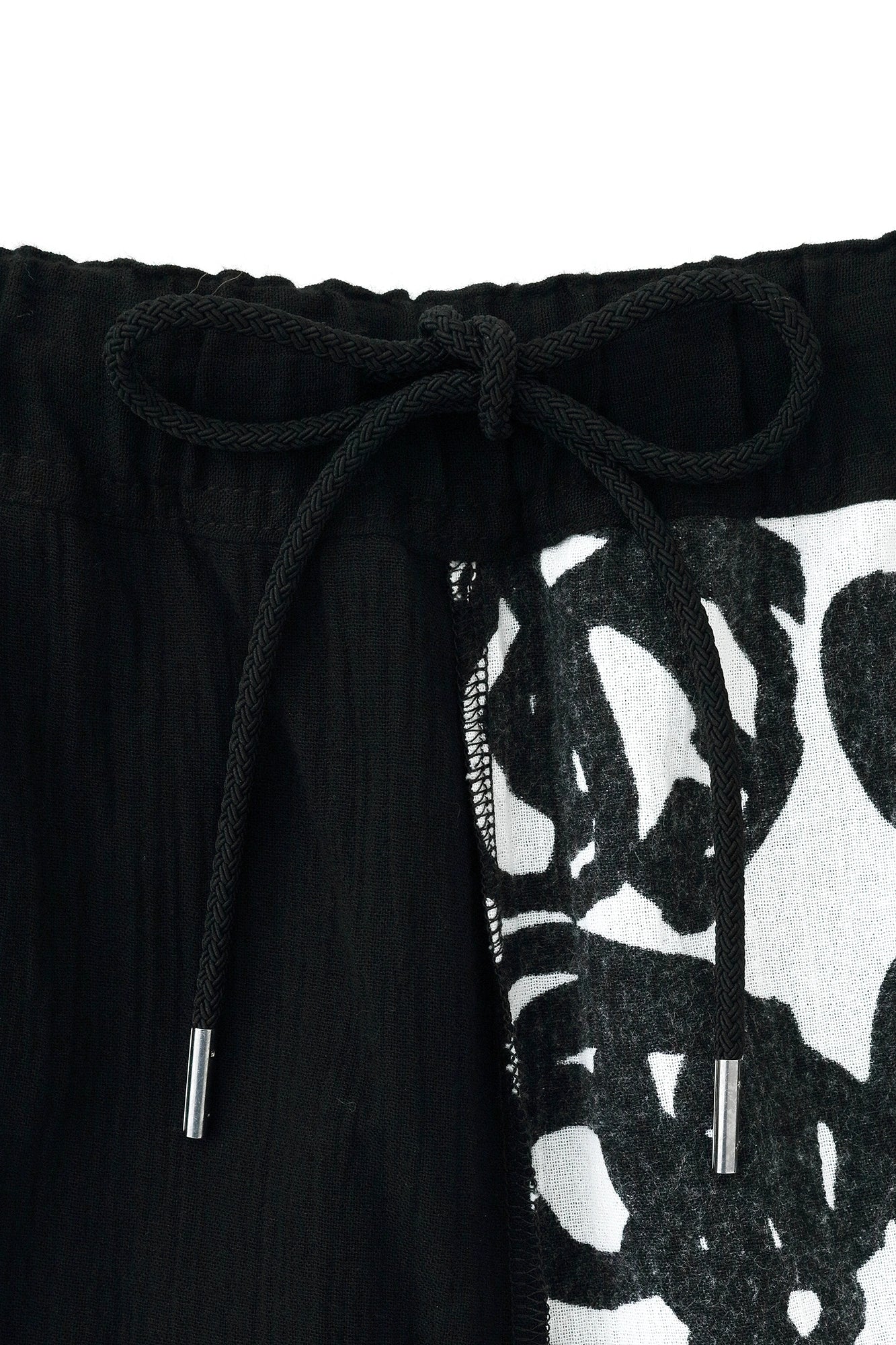 【Ships ard. 6/23】Chizimi Cotton 20/20 Wrap Harem Pants Bi-color / Black×Pine Cones