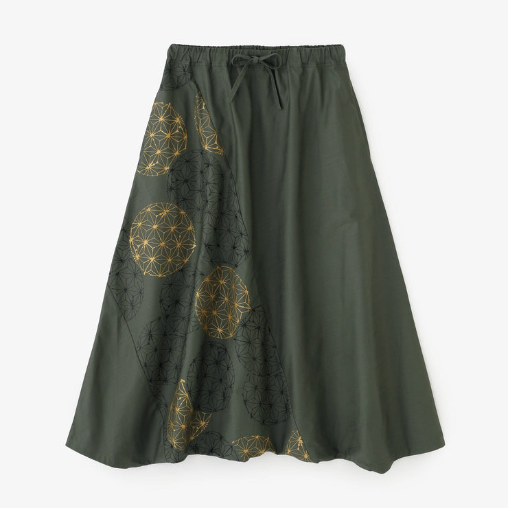 Back Satin Fuji Pants/Greyish Matcha Color×Hemp-leaf Pattern 