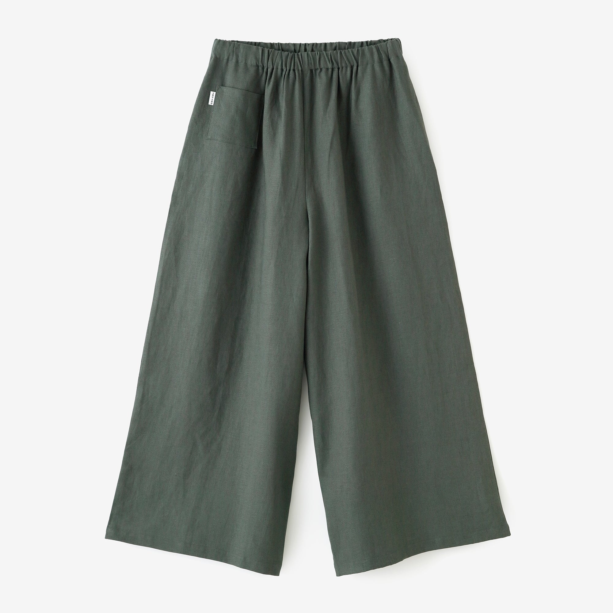 【Scheduled to ship around Mar 3】Linen Wide-legged Pants／Bluish Willow Green