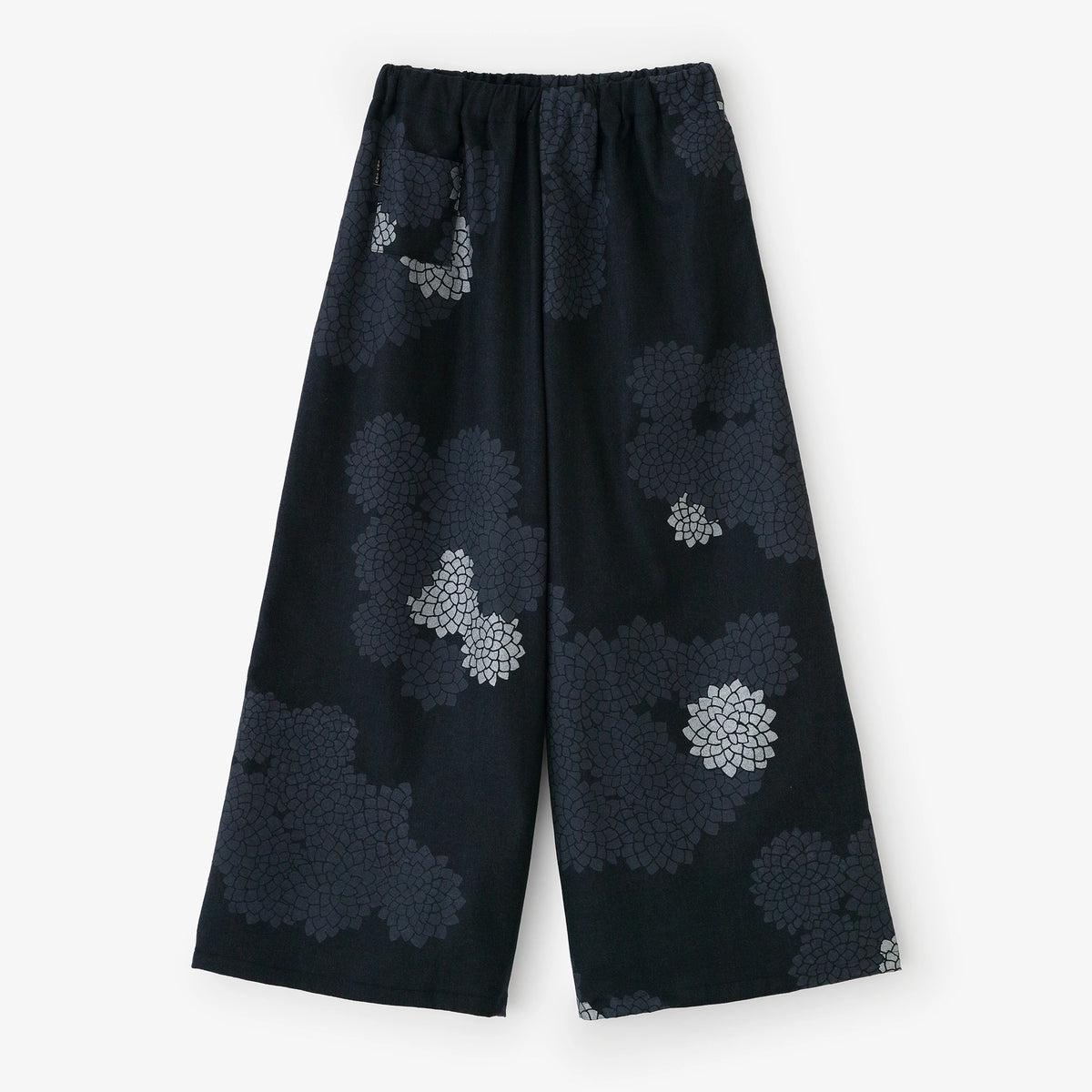 【Ships ard 11/17】Woolen Yarn Wide-legged Pants／Chrysanthemum in Clouds Dark Blue