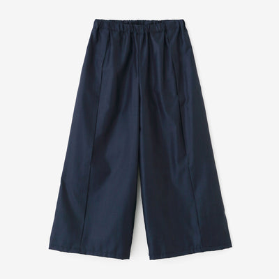 シルクウール 格子織（こうしおり） 一ノ襞（いちのひだ） 広形（ひろなり）もんぺ／濃紺（のうこん）