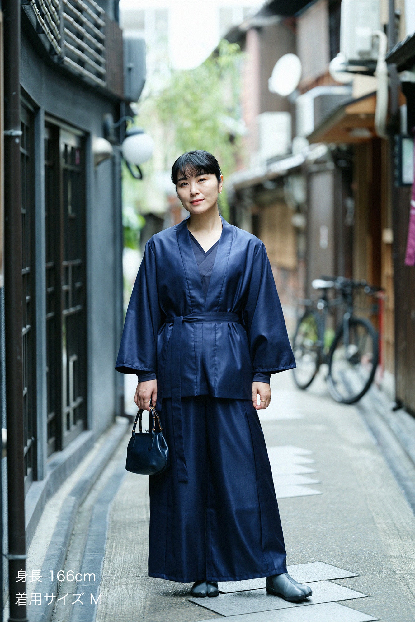 42雙線梳毛一褶闊腿褲/黑色