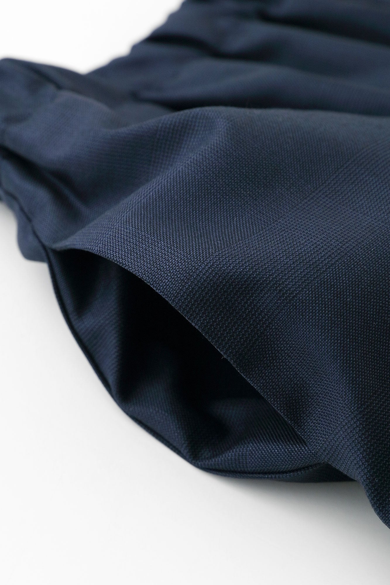 42雙線梳毛一褶闊腿褲/黑色