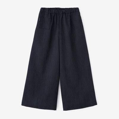 Combed Yarn Striped Wide-legged Pants / Dark Navy