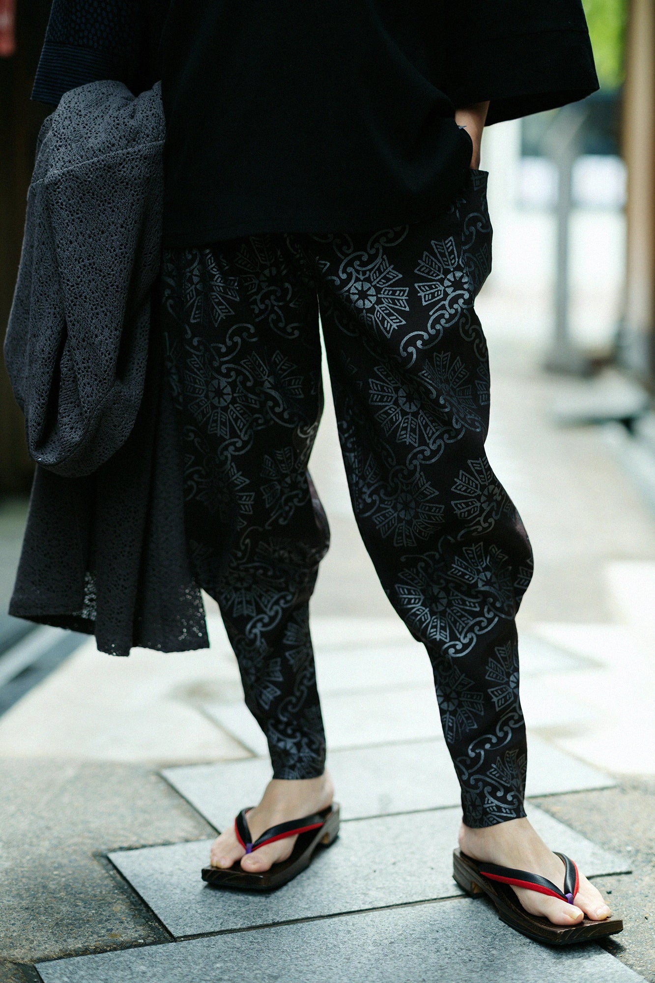 Shin Cotton Linen Harem Pants／Continuation of Arrow Wheel-Recreation Black Tea
