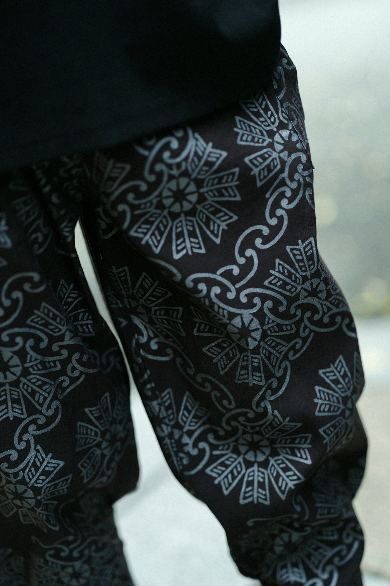 Shin Cotton Linen Harem Pants／Continuation of Arrow Wheel-Recreation Black Tea
