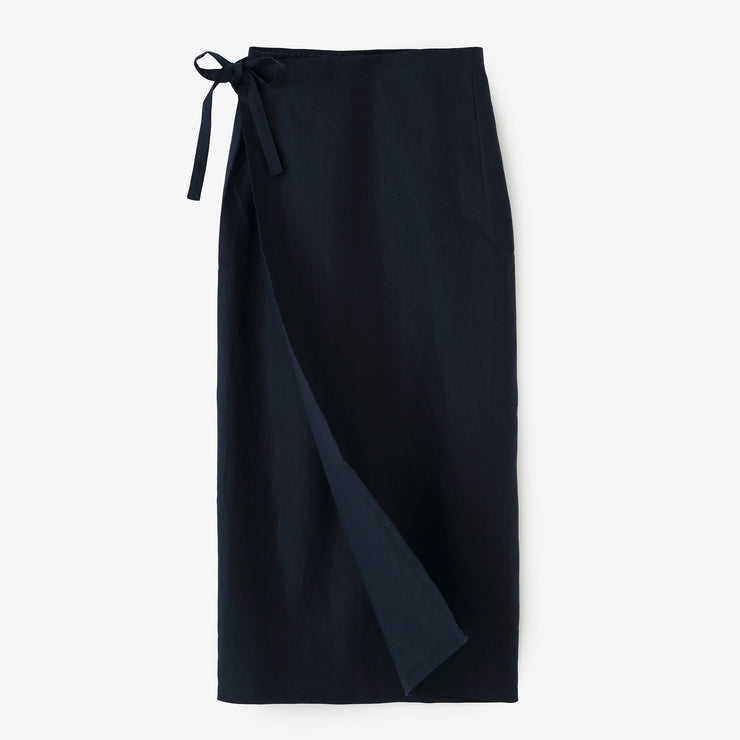 Linen Wrap Skirt / Dark Blue