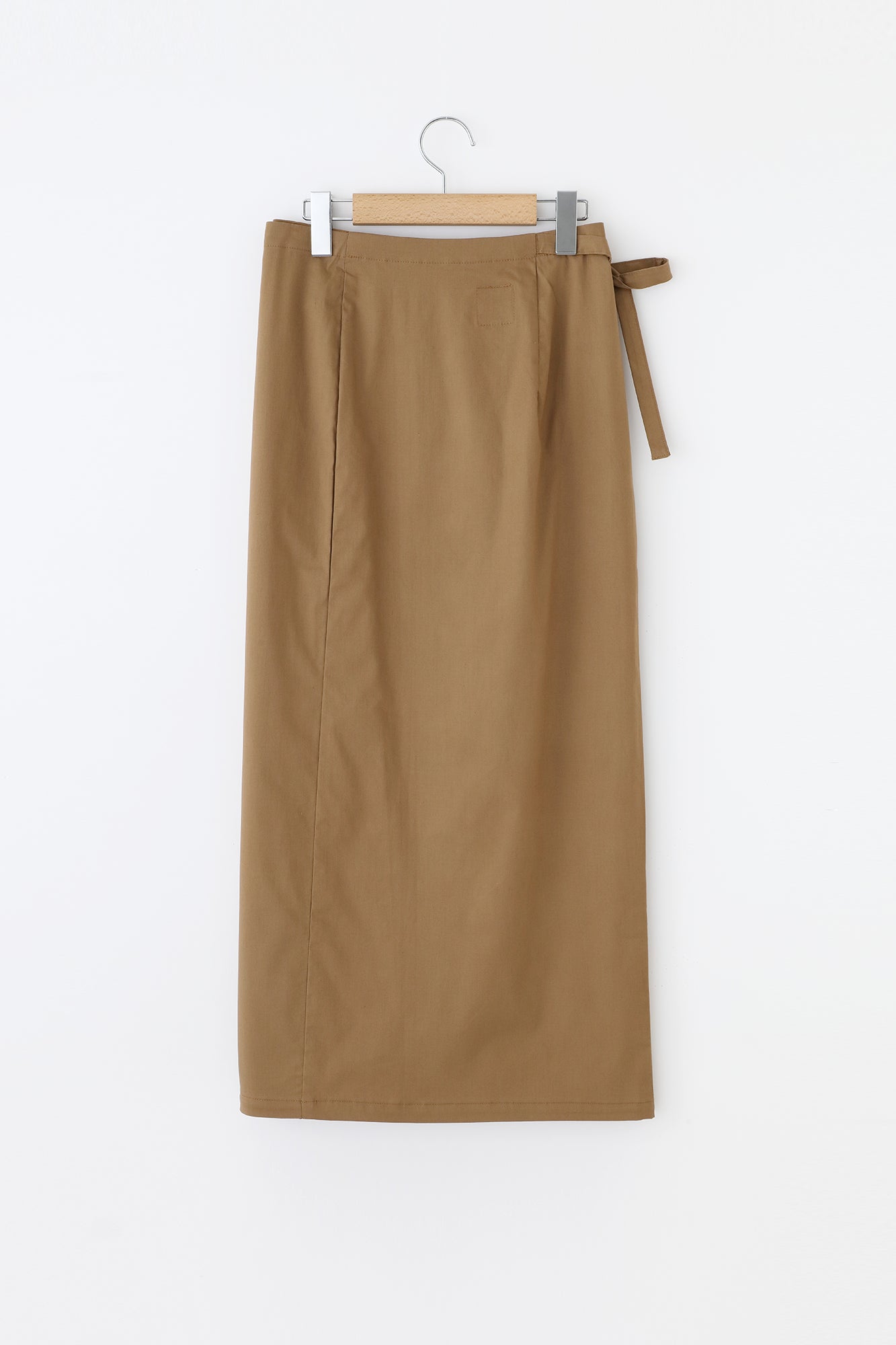 【Scheduled to ship around Mar 3】Shin Cotton Linen Blended Ratine Weave Wrap Skirt／Walnut Color