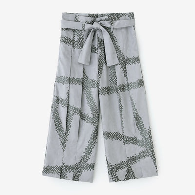 仿麂皮 袴形褲／五花大綁 銀灰色