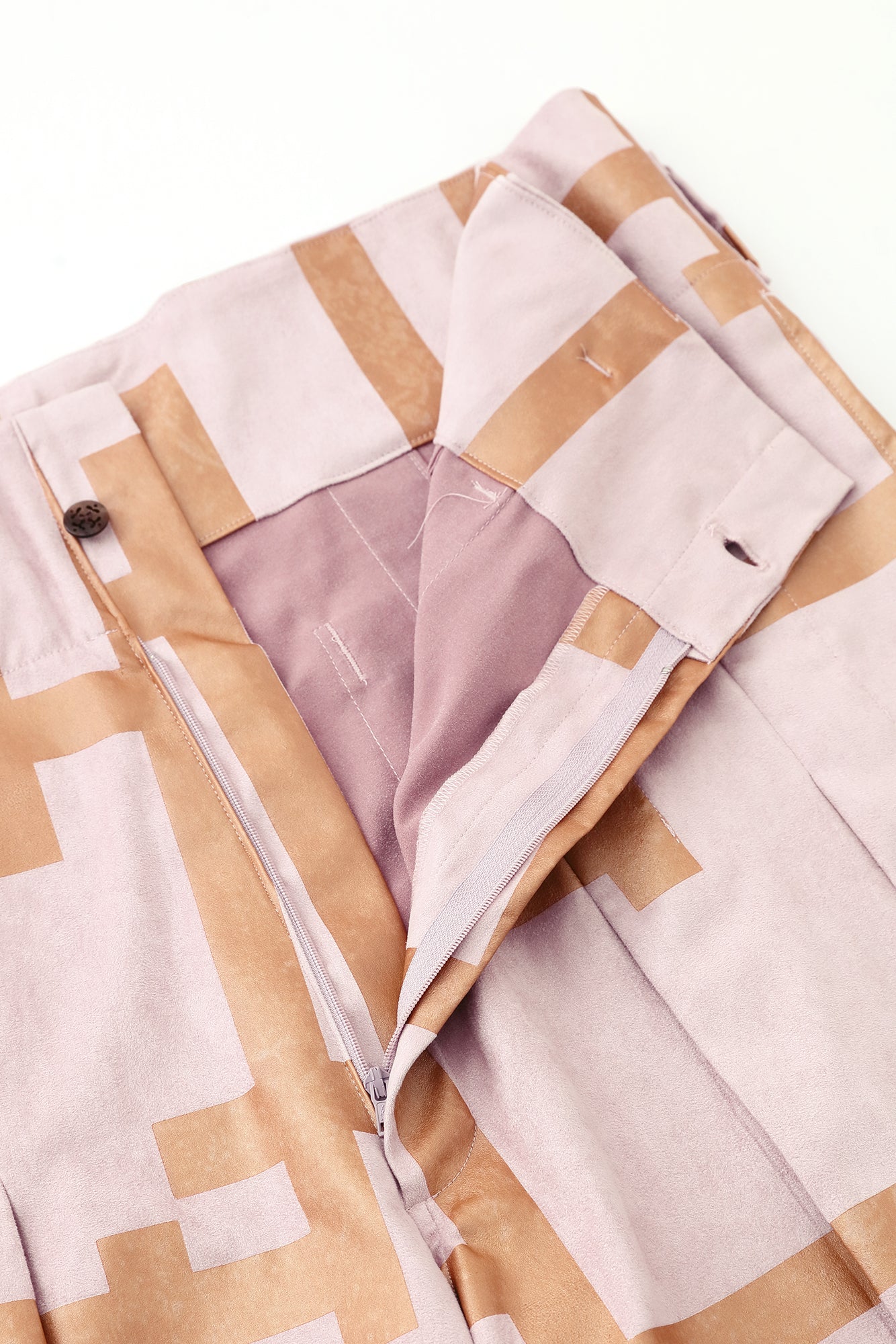 仿麂皮 袴形褲／欄柵 粉膚色