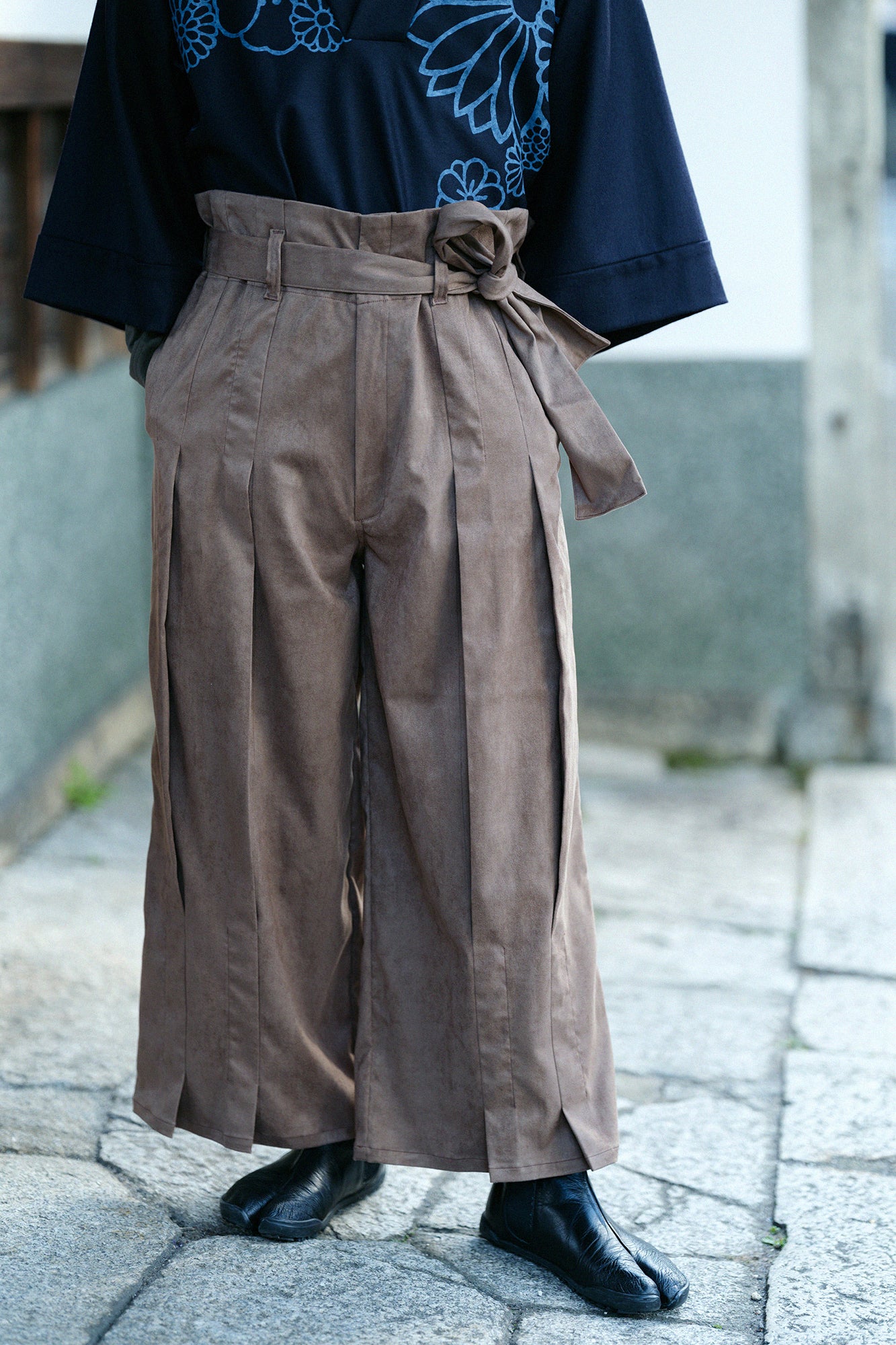 仿麂皮 袴形褲／黄枯茶色