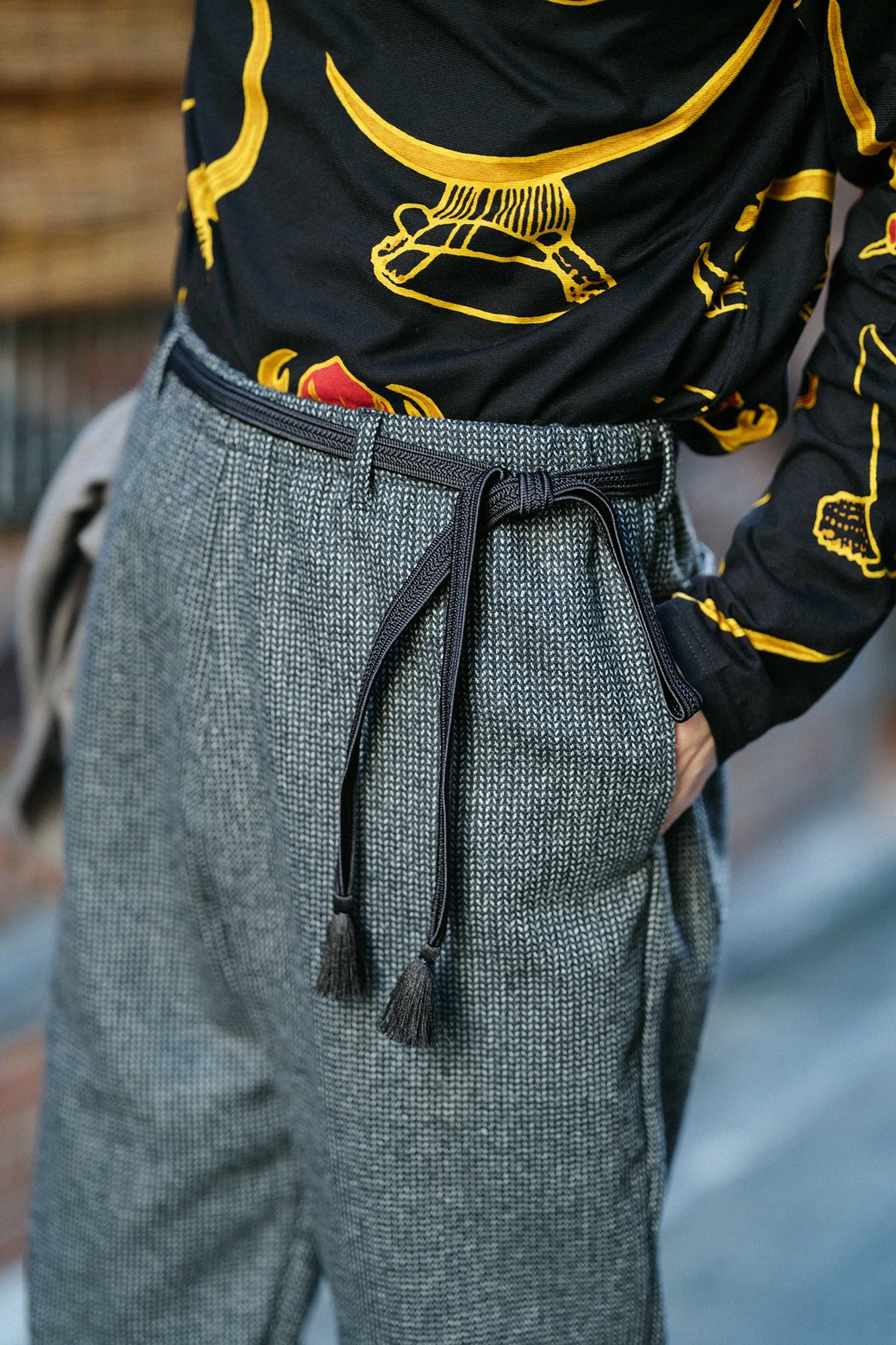 尾州杉綾織 雪袴／消炭杢（けしすみもく）