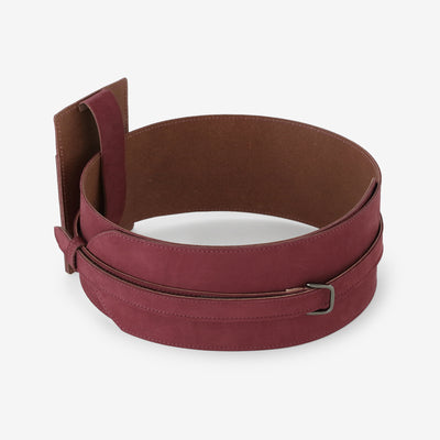 ヌバック 革帯 （かくたい）／臙脂色（えんじいろ）