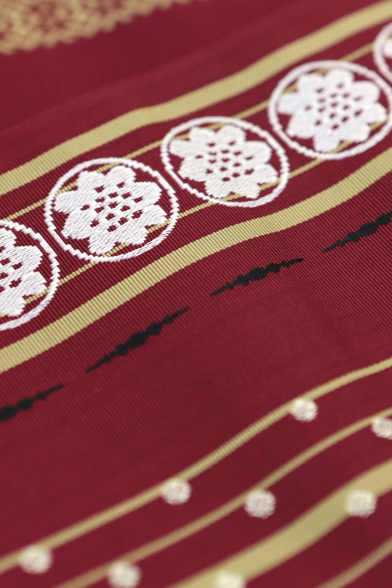 Hakata Half-width Obi Belt／Dark Red