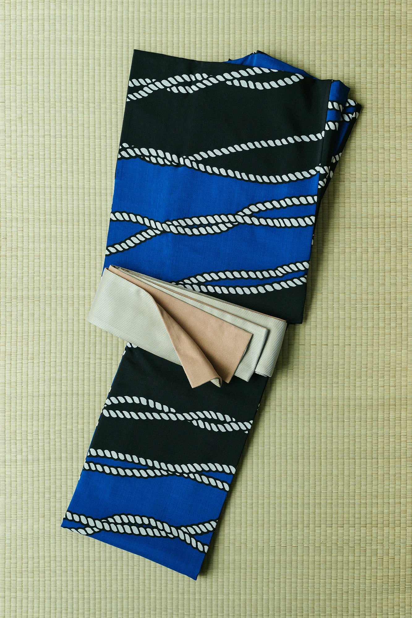Silk×Faux Nubuck Men's Obi Belt／Iridescent × Hazelnut