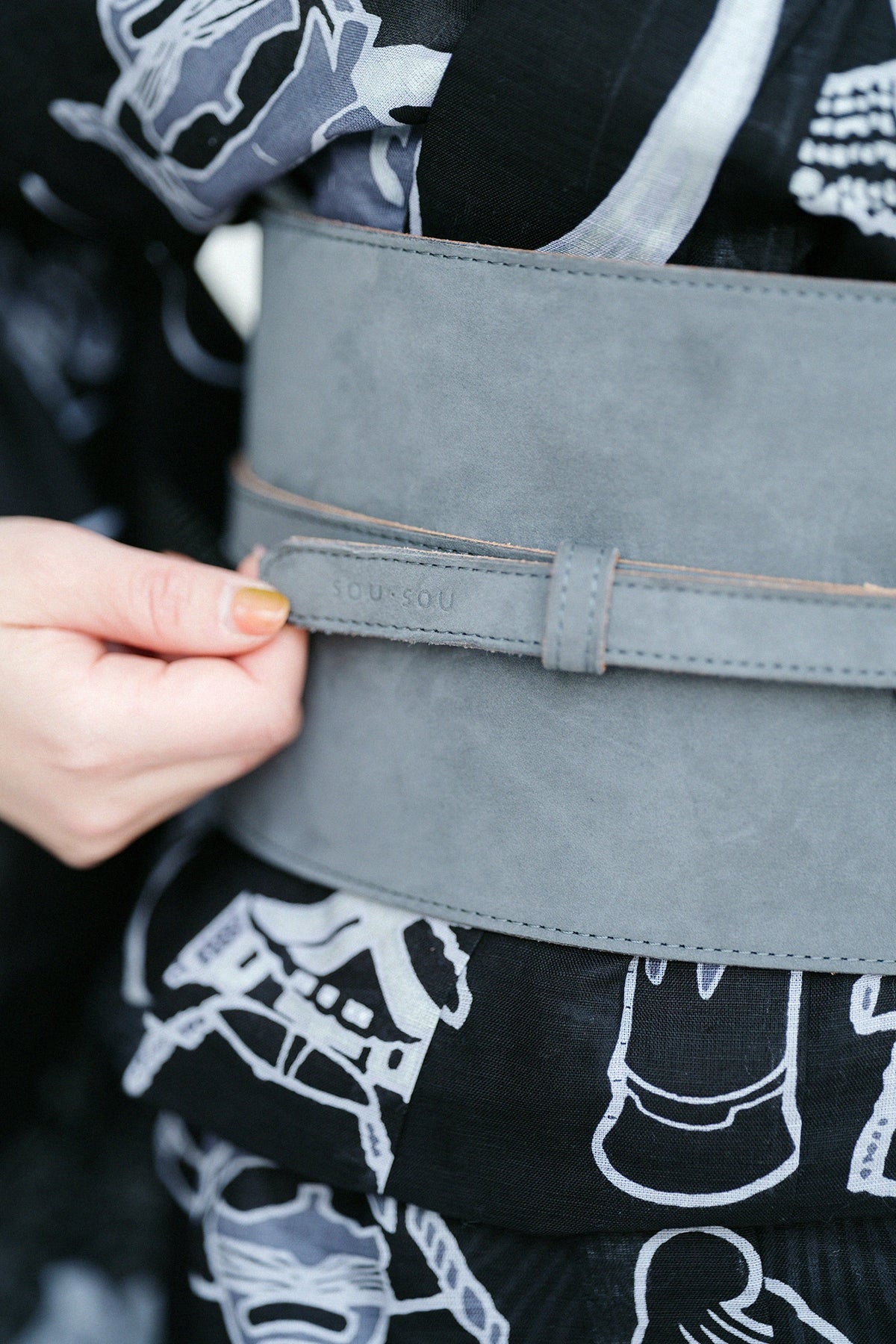 Ceinture en cuir nubuck Omina/couleur plomb