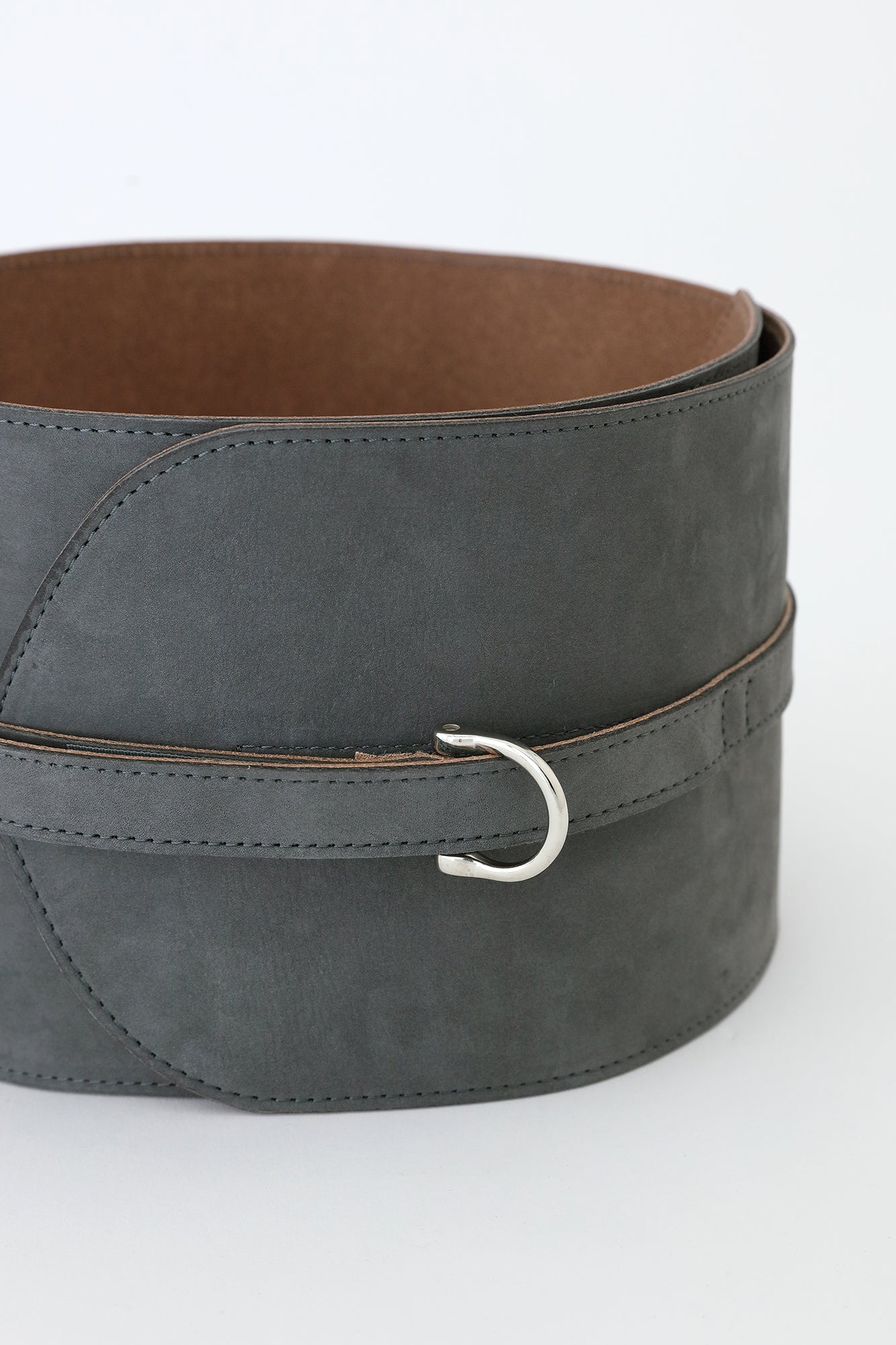 Nubuck Leather Obi Belt／Lead Color