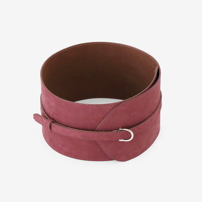 ヌバック 革帯（かくたい） おみな／臙脂色（えんじいろ）