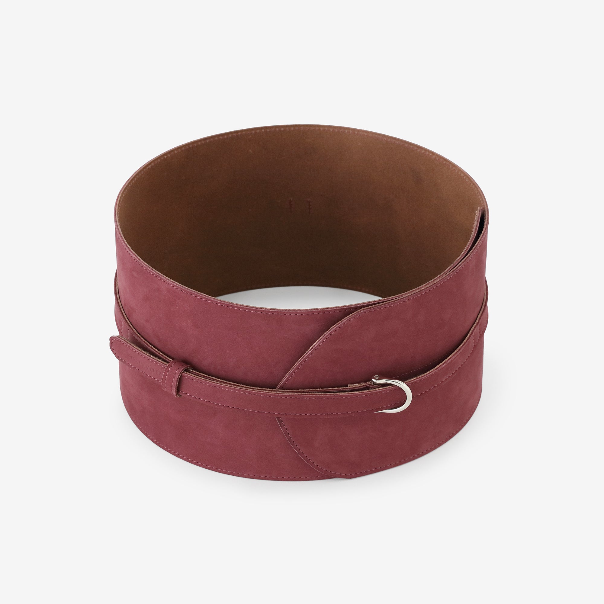 ヌバック 革帯 （かくたい）おみな 長尺（ちょうじゃく）／臙脂色（えんじいろ）