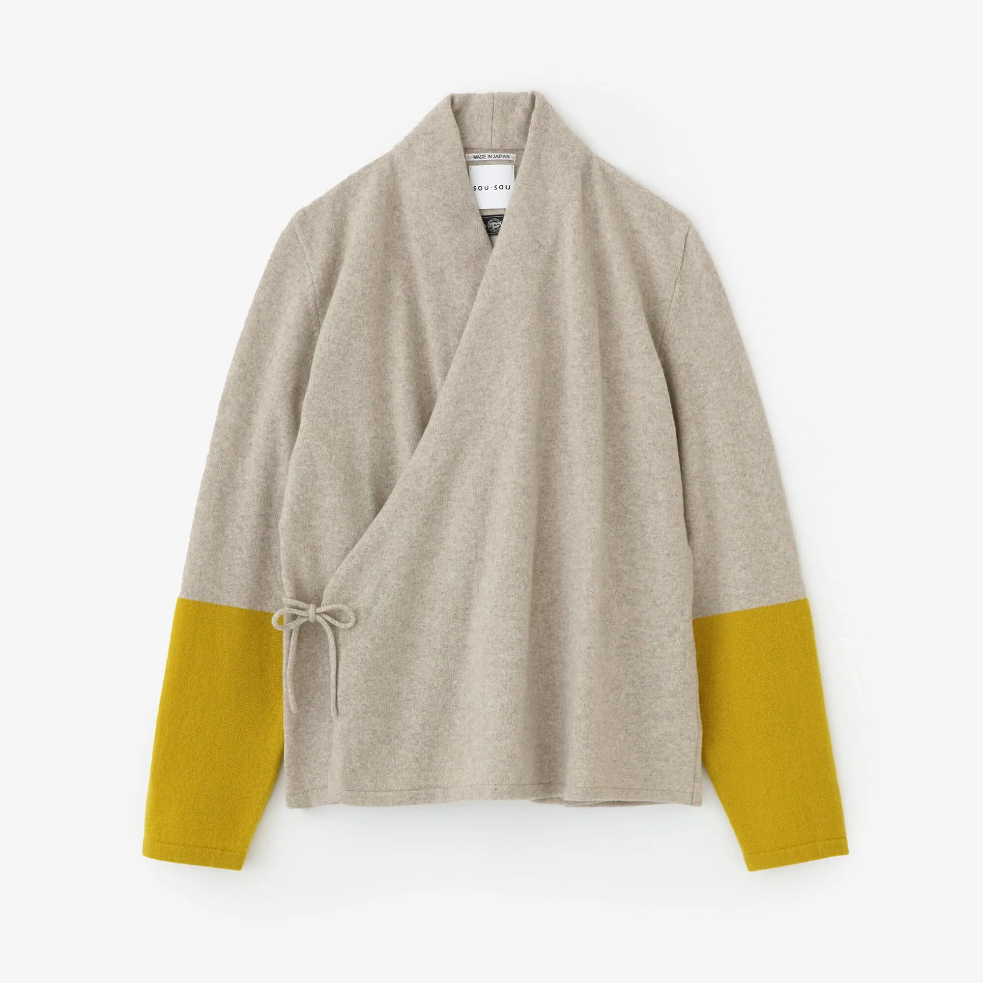 SOU・SOU×ALPHA 羊絨雙色袖和裝針織衫／亞麻衣身