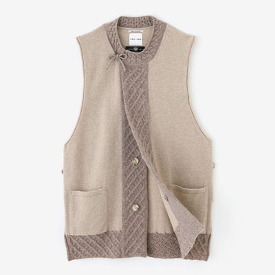 SOU・SOU×ALPHA Lamb Wool Chou-fuku Vest / Beige×Light Greyish Brown