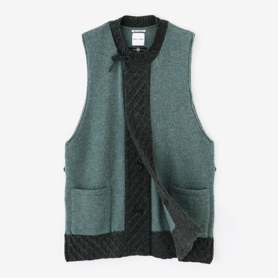 SOU・SOU×ALPHA Lamb Wool Chou-fuku Vest / Greyish Blue×Dark Grey