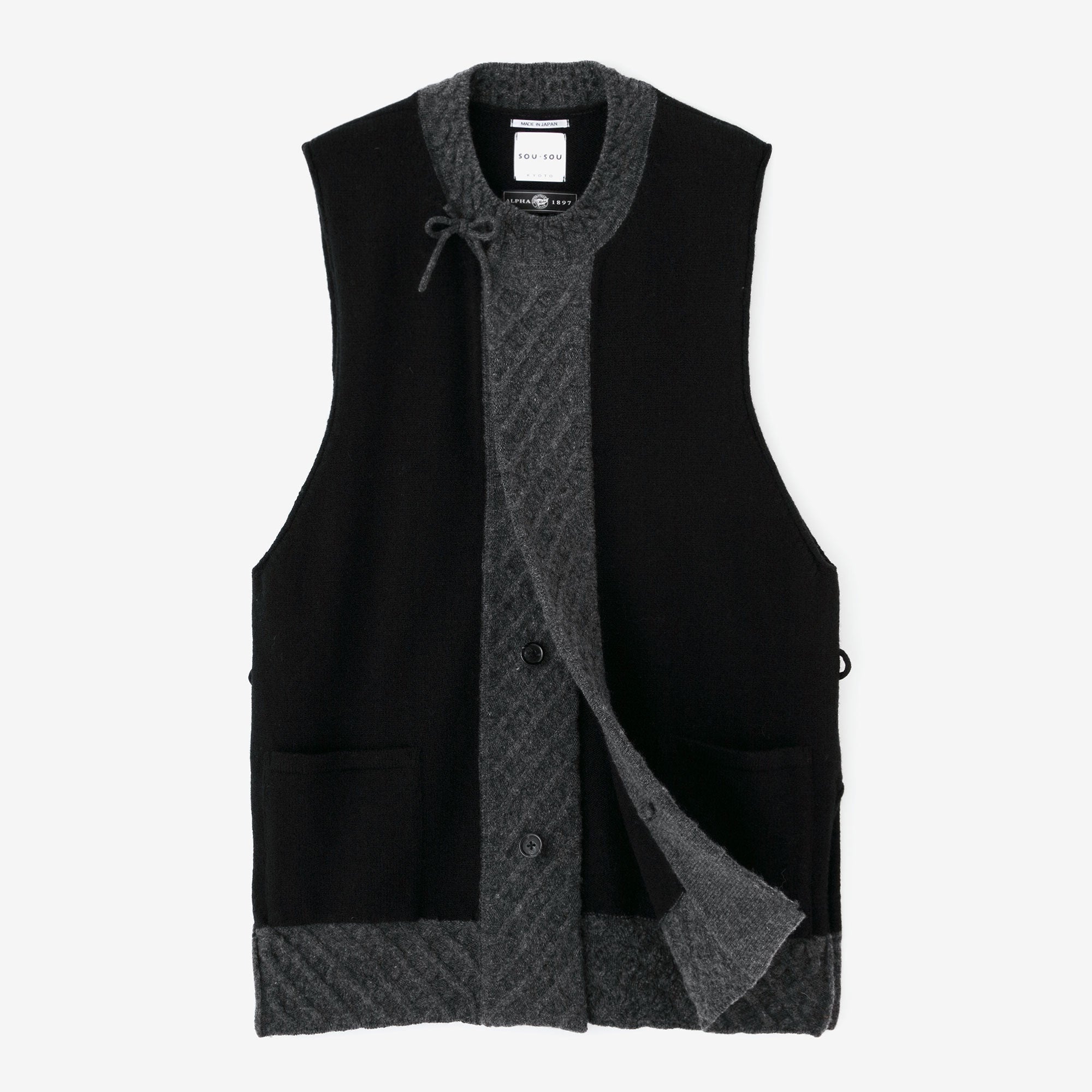 SOU・SOU×ALPHA Lamb Wool Chou-fuku Vest / Dark Red×Black