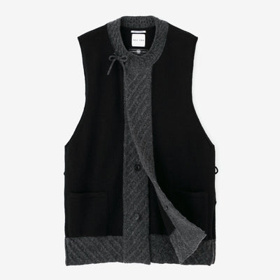 SOU・SOU×ALPHA Lamb Wool Chou-fuku Vest / Black×Dark Grey