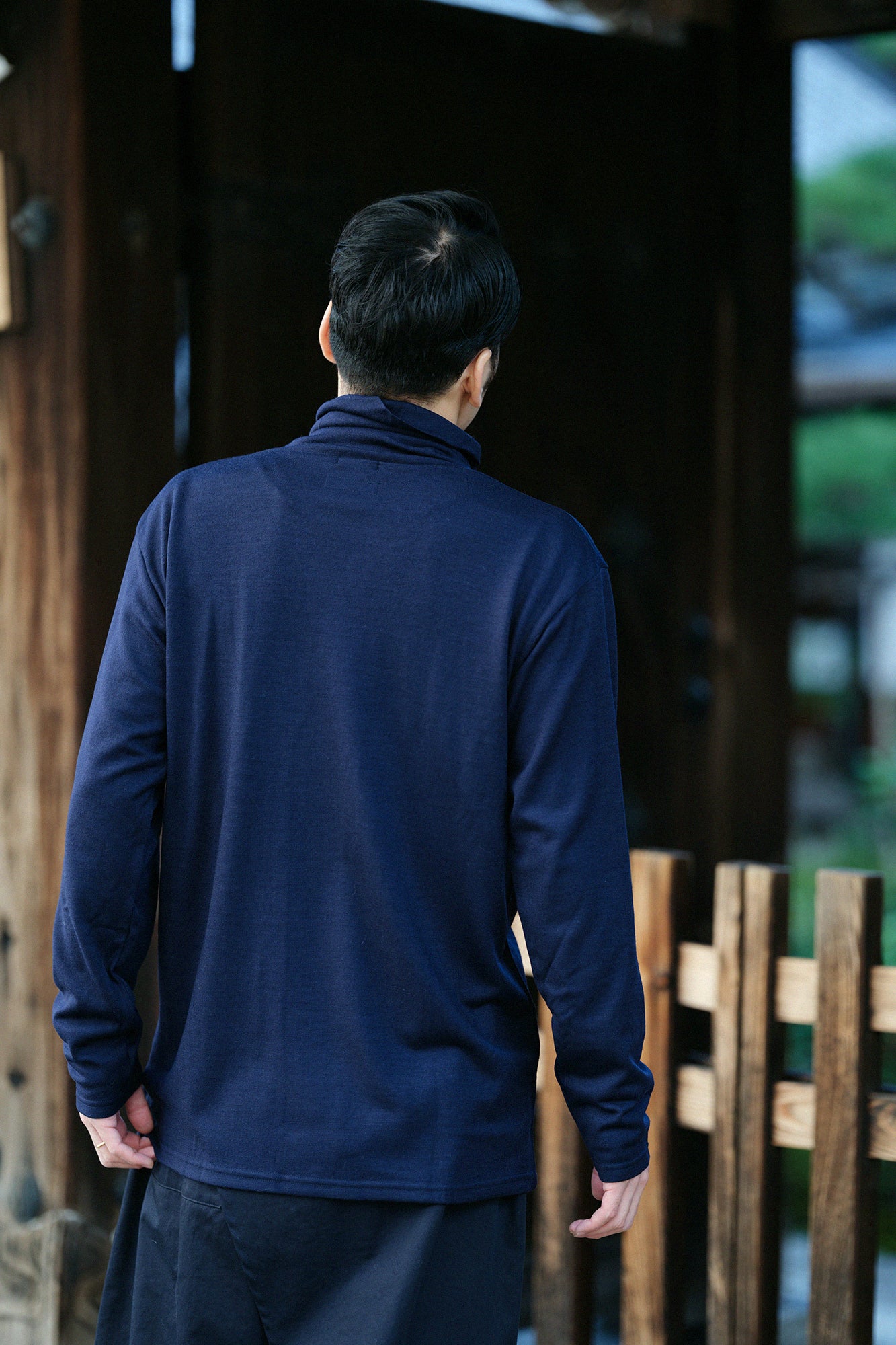 ウォッシャブルウール天竺 衿巻ジバン／深紺（しんこん）