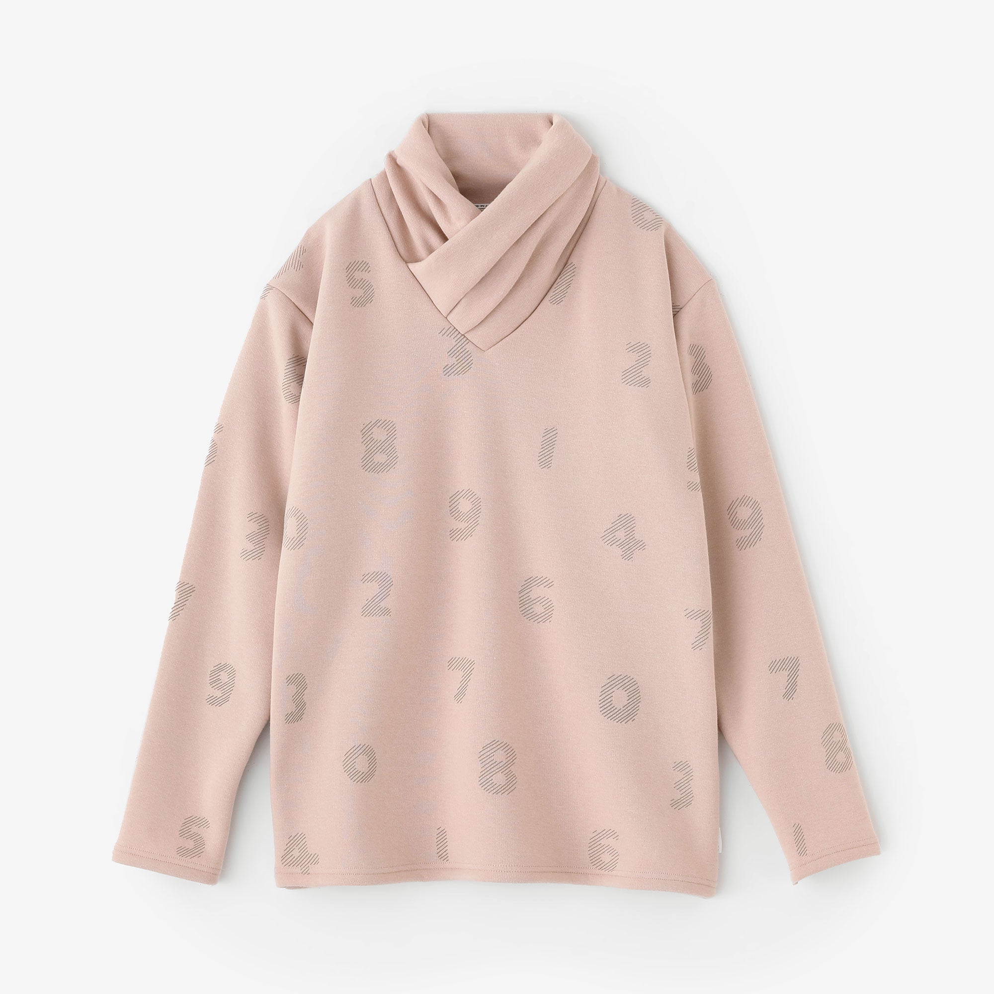 Boa Lining Turtle Neck Shirt / SO-SU-U in Diagonal Stripes Greyish Plum Color