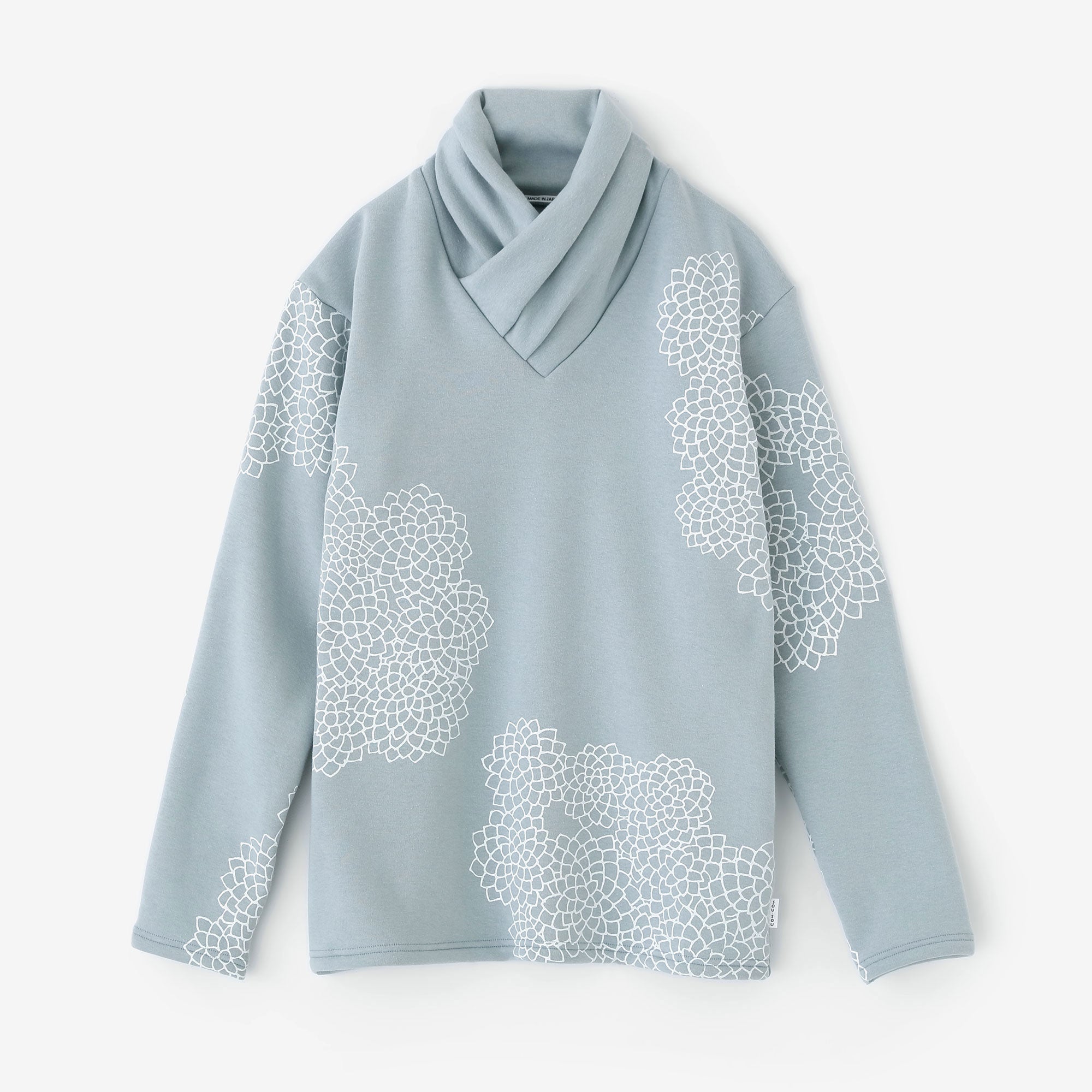 Boa Lining Turtle Neck Shirt / Chrysanthemum in Clouds Pale Grey