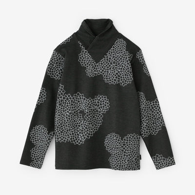 雙層 半衿秋聲 高領上衣／雲間菊 墨黒色