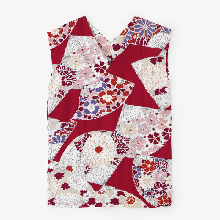 Chizimi Cotton 40/40 V-neck Shirt / Fan Dark Red