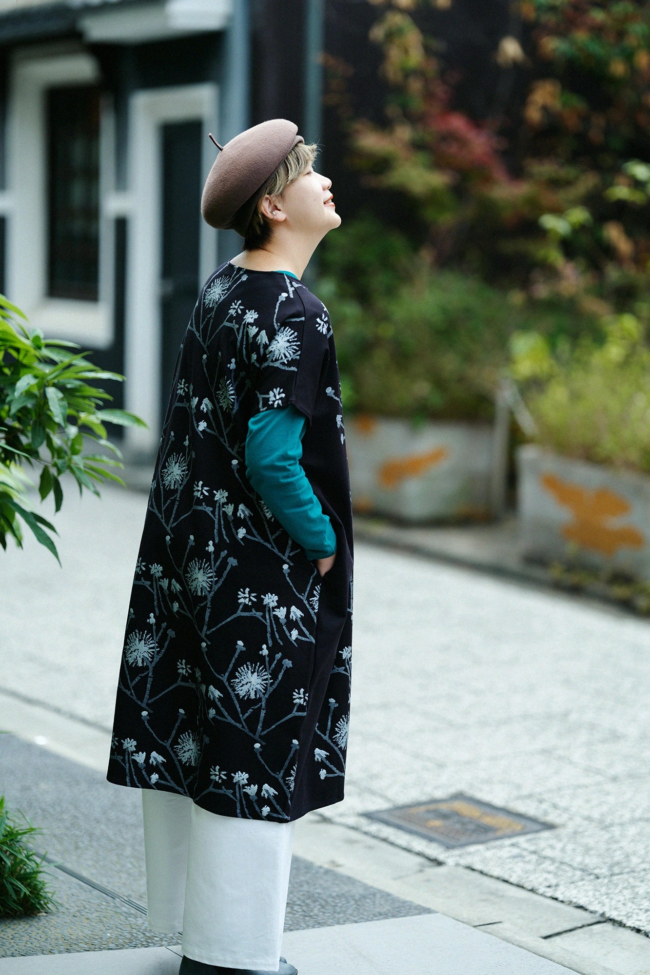 Interlock Knitting Rectangular Dress Shoulder Line／Walkway and Blank Black Blue