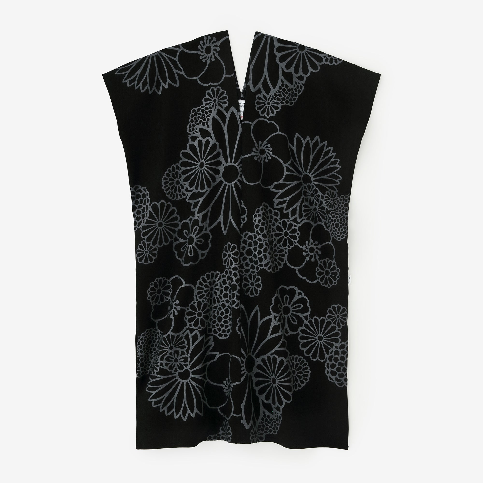 雙面編 長方形洋裝 拼接／金襴緞子 黑色