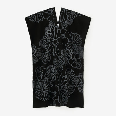 雙面編 長方形洋裝 拼接／金襴緞子 黑色