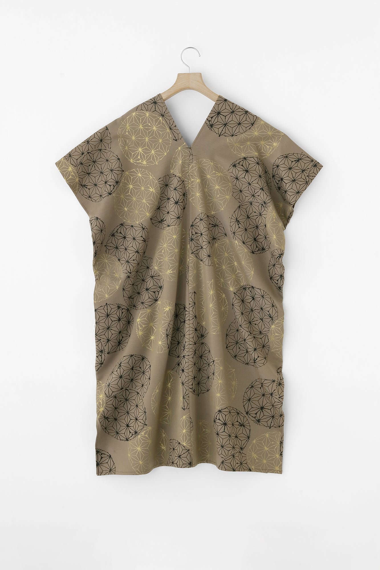 雙面編 長方形洋裝 拼接／麻鞠 松染色