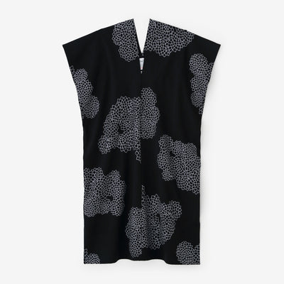 雙面編 長方形洋裝 拼接／雲間菊 黑藍色