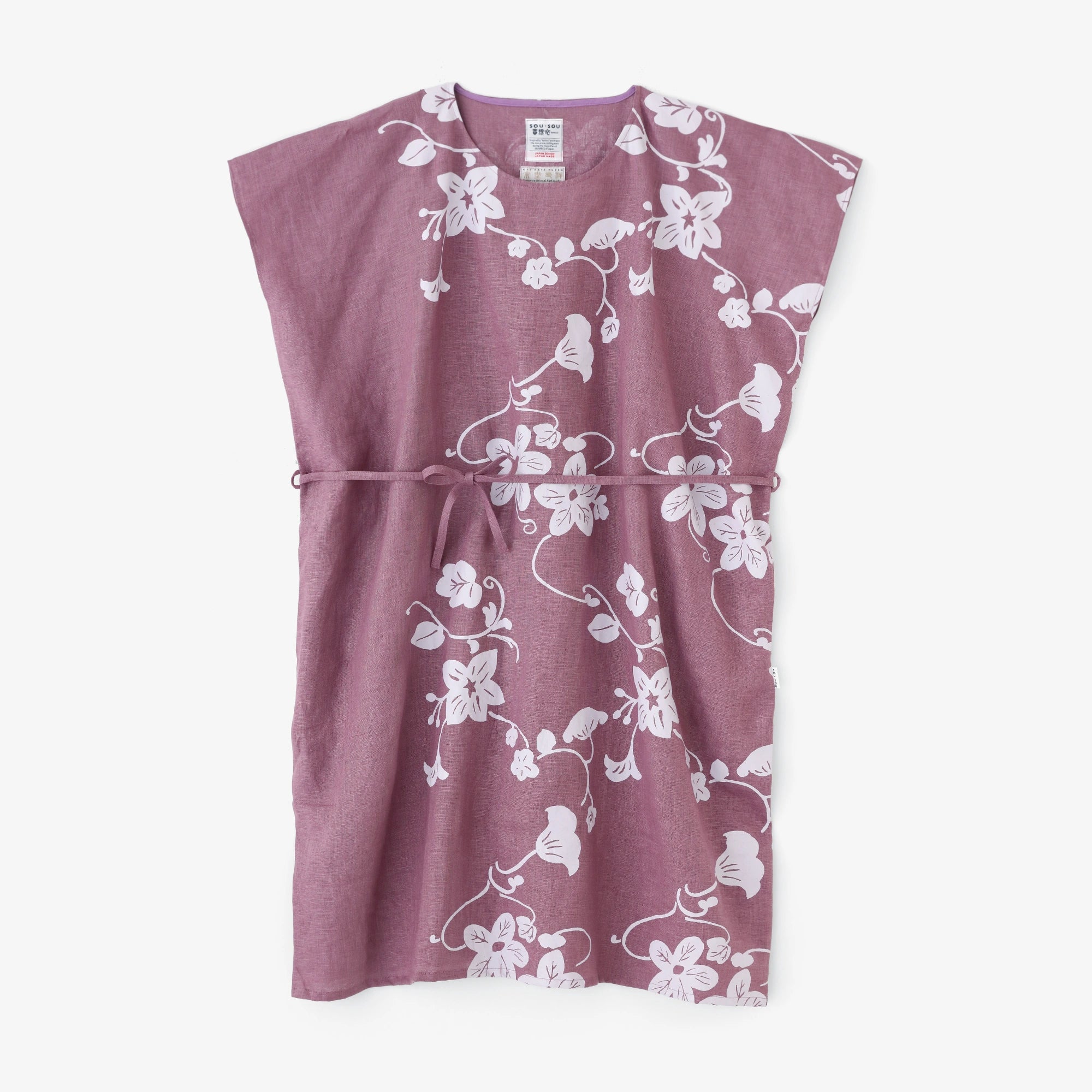 【Scheduled to ship around Mar 3】Linen Rectangular Dress／Graceful and Blank Sappanwood Rose