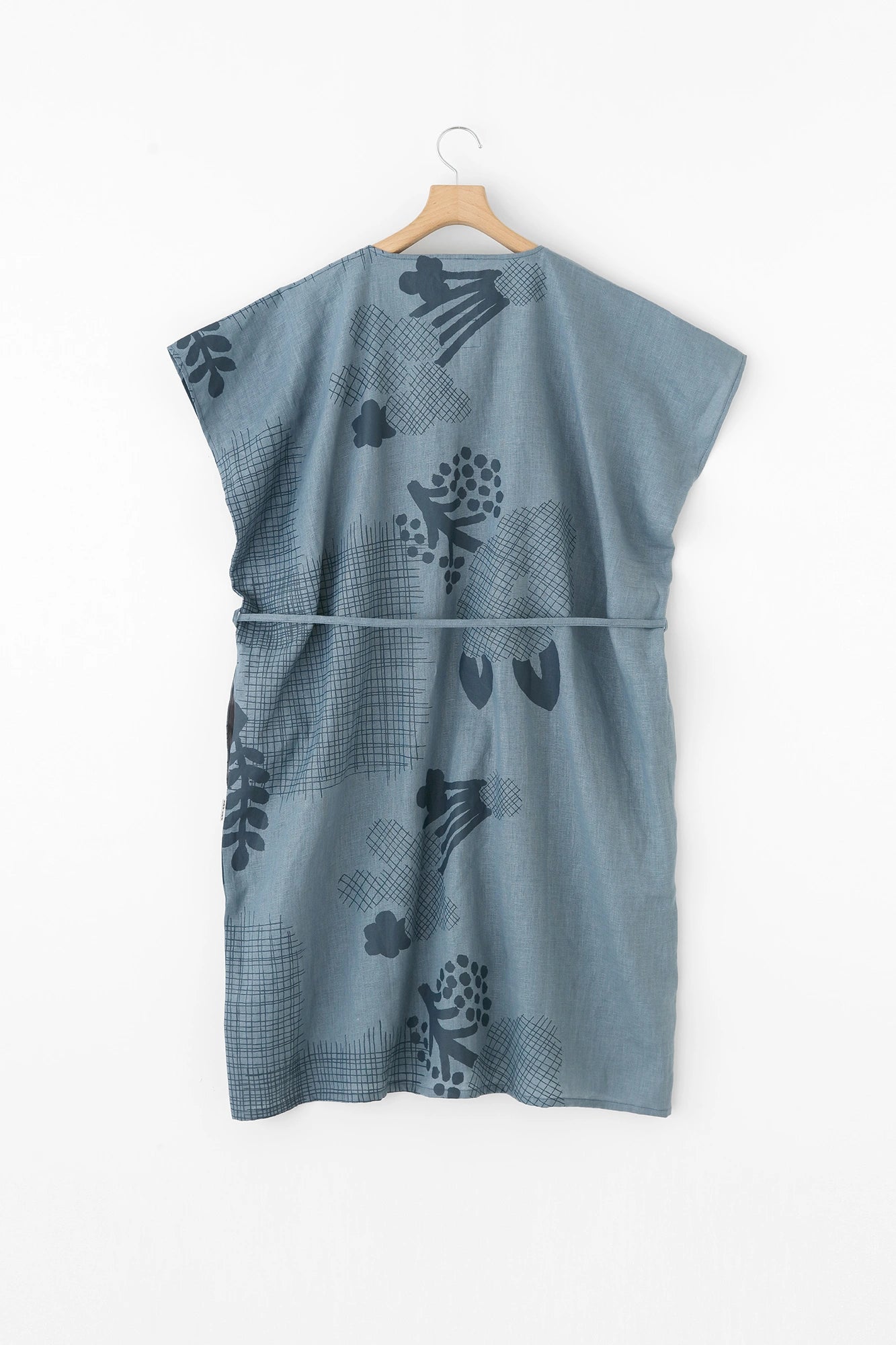 【Scheduled to ship around Mar 3】Linen Rectangular Dress／Random Thoughts and Blank  Greyish Blue