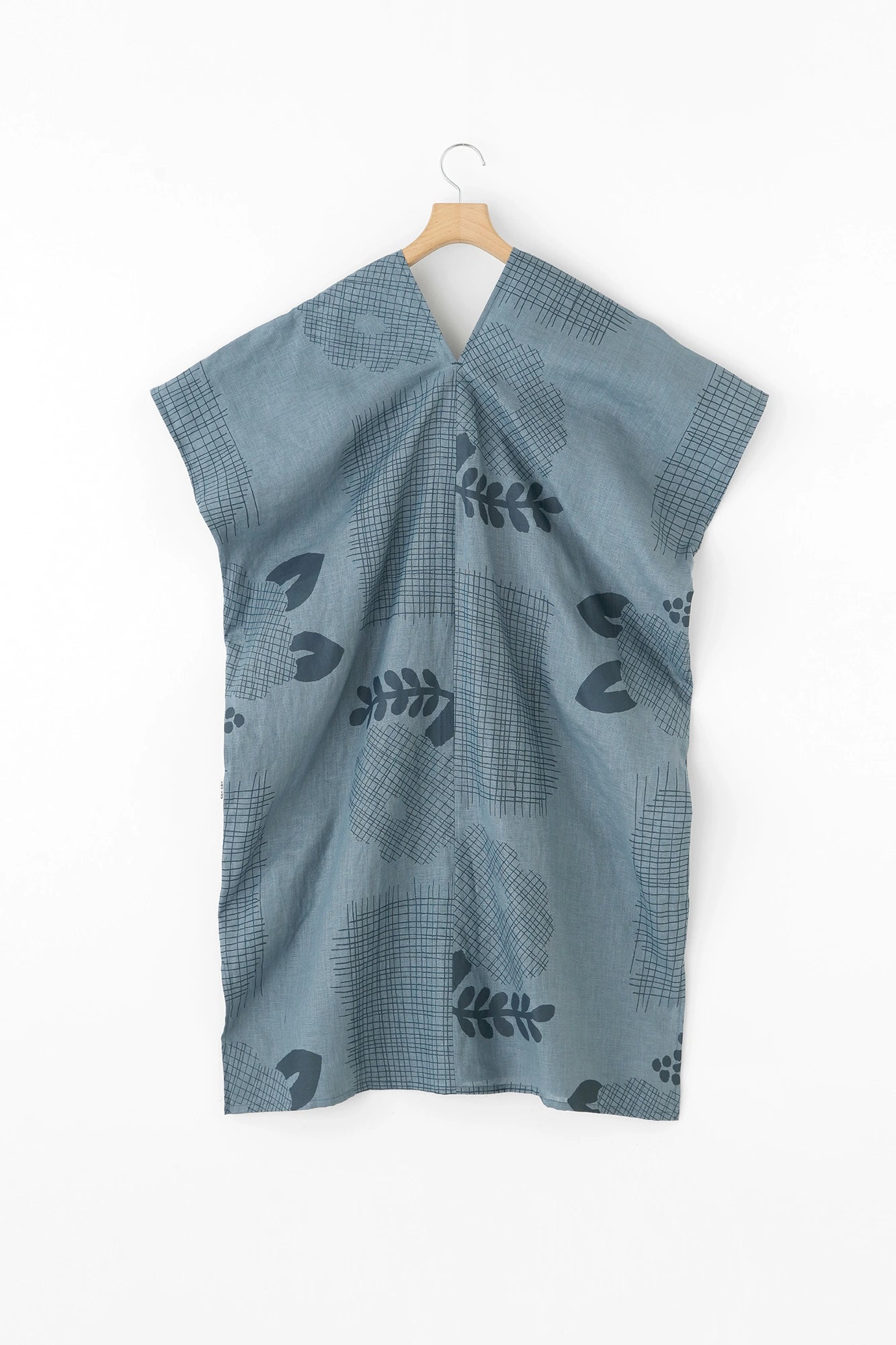 【Scheduled to ship around Mar 3】Linen Rectangular Dress Split Joint／Random Thoughts Greyish Blue