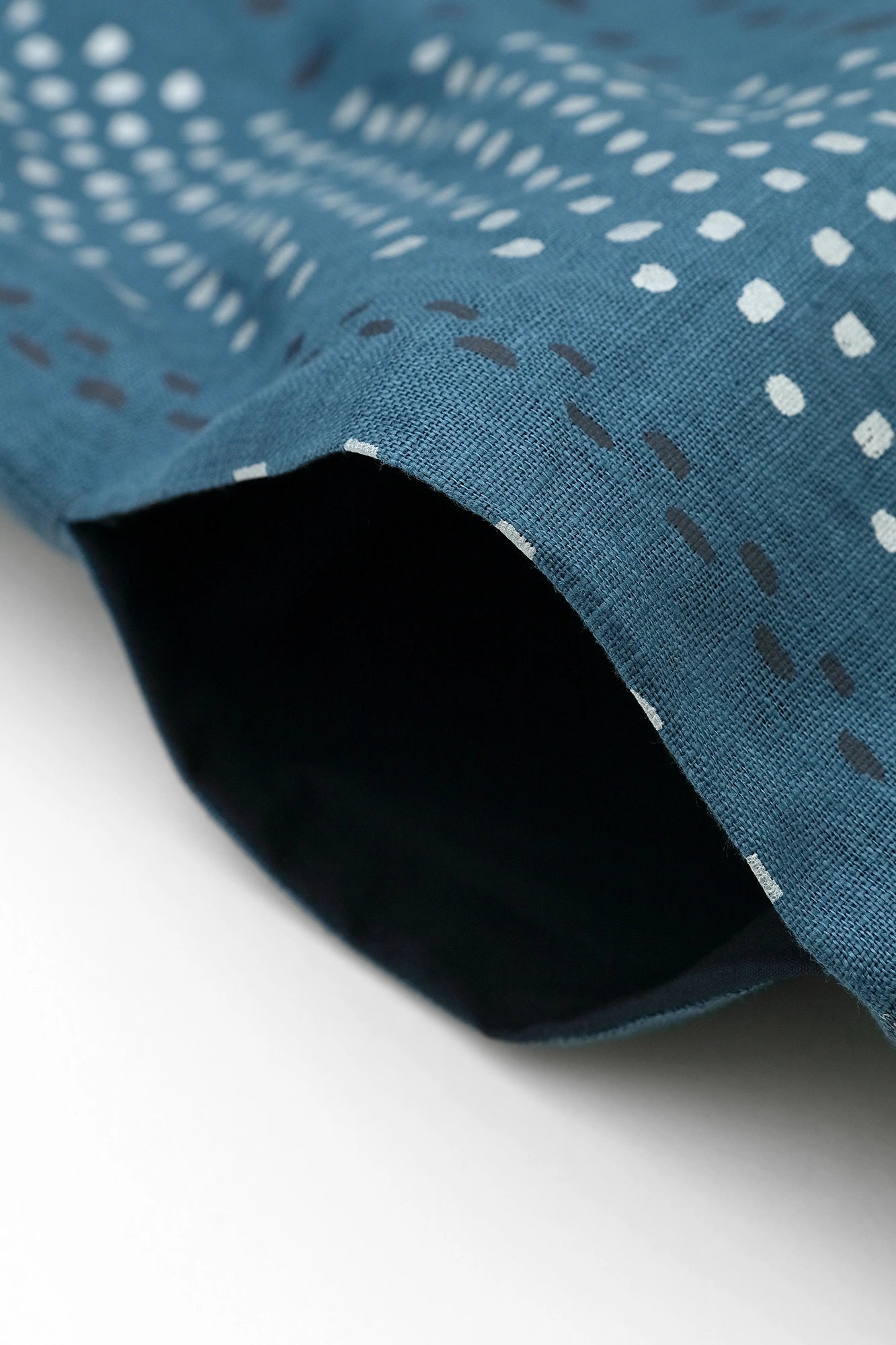 【Scheduled to ship around Mar 3】Linen Rectangular Dress Split Joint／Hail StripesAquamarine