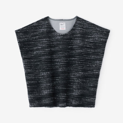 雙層梳毛 針織 台形上衣 肩線／深藍灰